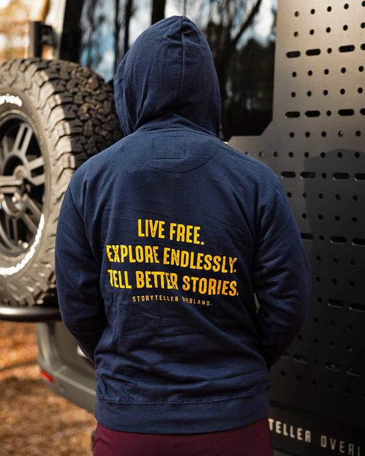 Navy Storyteller Mountains Hoodie
