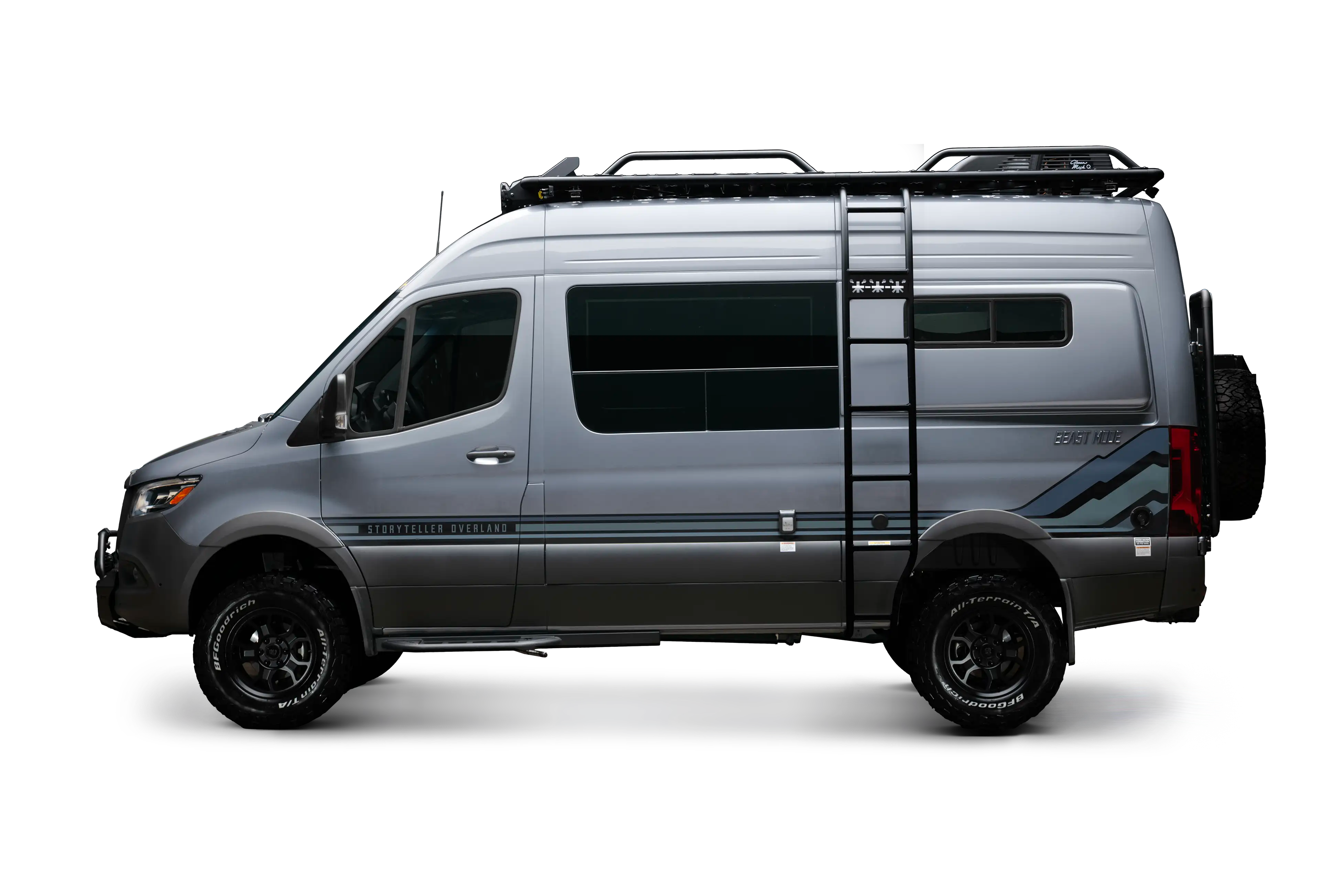 Beast MODE 4x4 Sprinter Van with roof rack, off-road tires, and adventure-ready design for overlanding and van life.