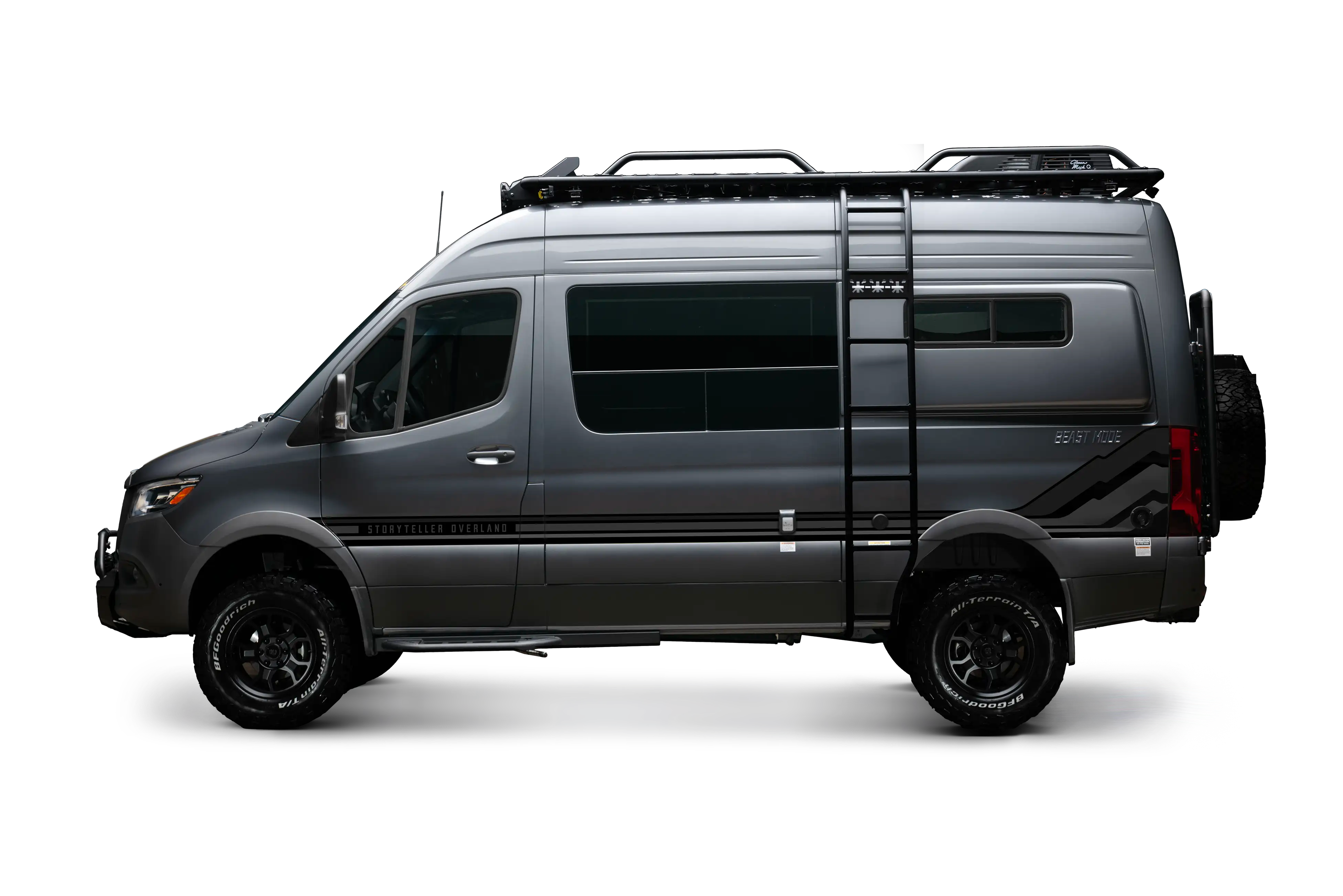 Beast MODE 4x4 Camper Van with roof rack, offroad tires, and adventure-ready design for overlanding and vanlife.