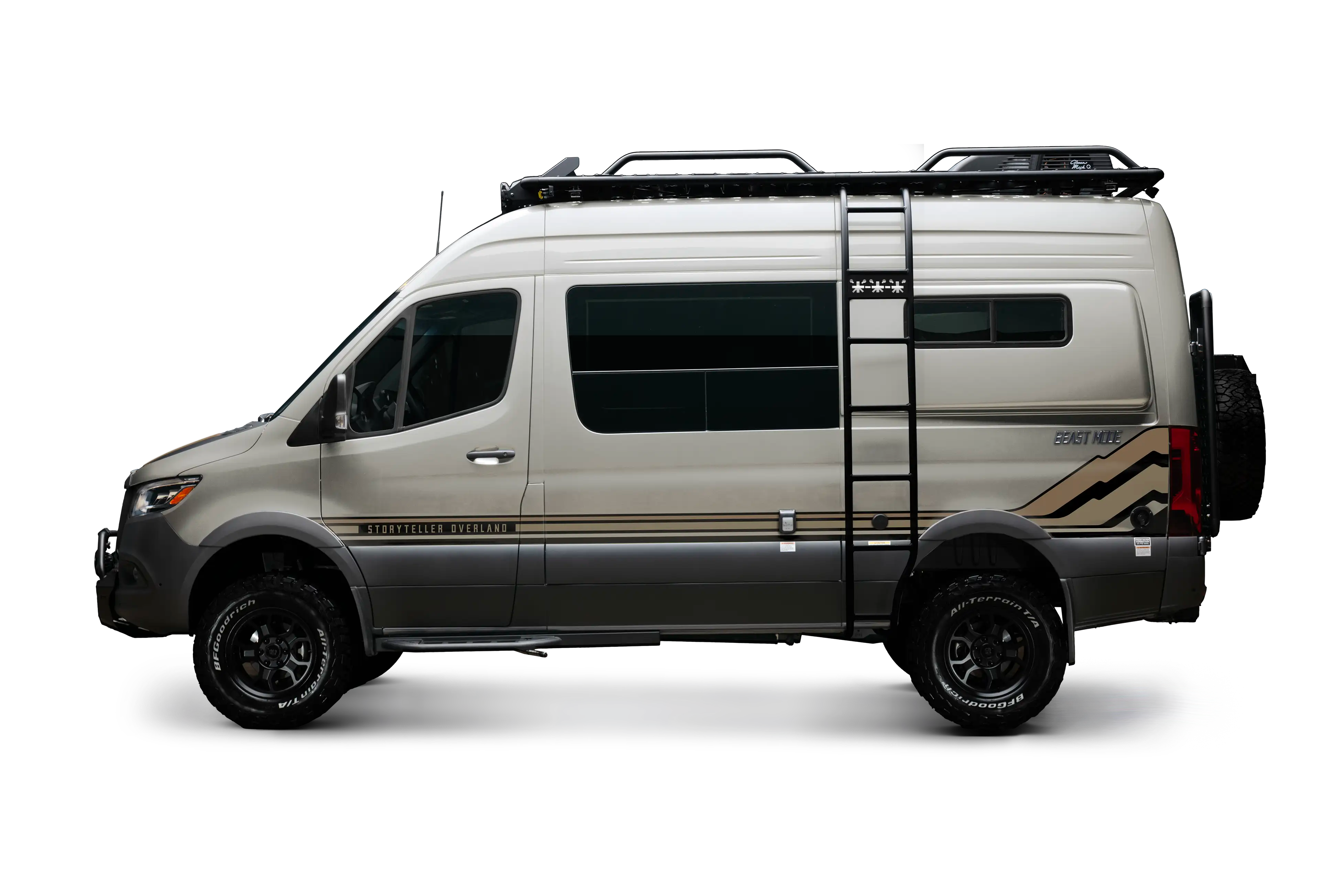 Beast MODE 4x4 Camper Van for Overlanding Adventure Travel with Roof Rack and All-Terrain Tires
