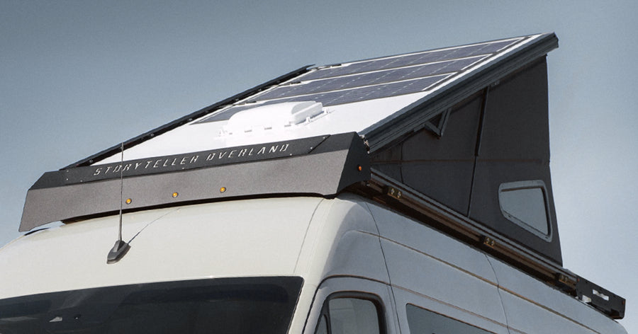 Adventure Van pop-top roof with solar panels, ideal for overlanding, campervan, vanlife