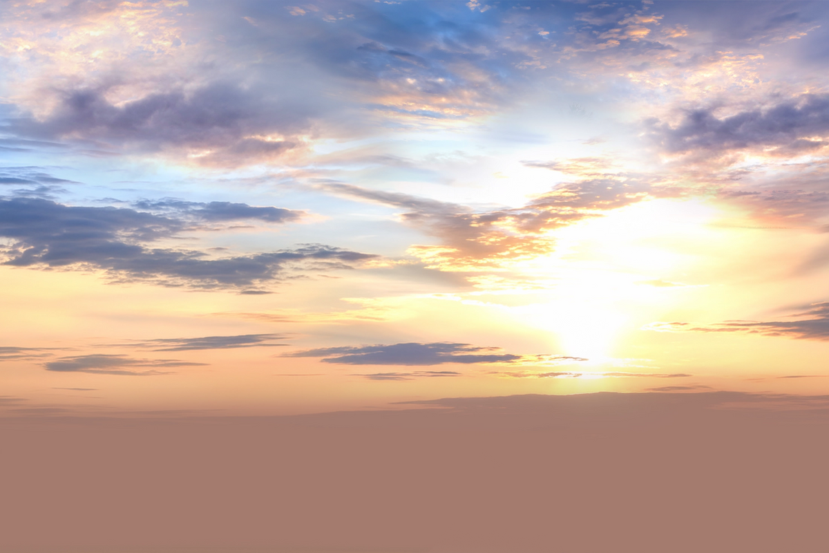 Sunset sky with golden light and clouds, perfect for vanlife and overland adventure travel