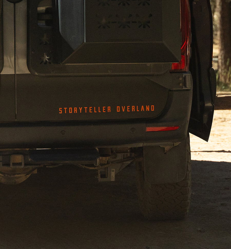Storyteller Overland adventure van with rugged tires, ready for off-road exploration and vanlife journeys.