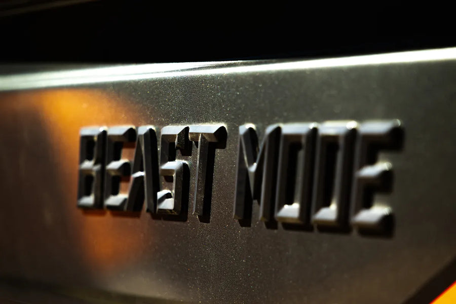 Beast MODE badge on rugged adventure van, perfect for overlanding and off-road exploration.